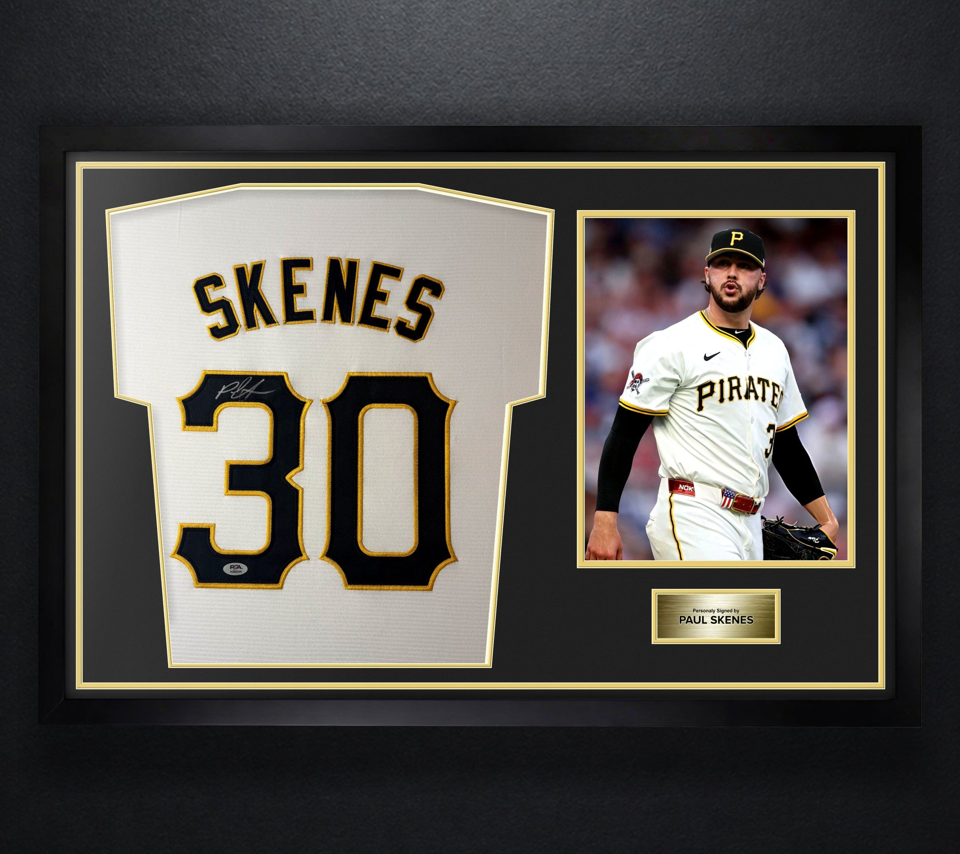 Paul Skenes Signed Pittsburgh Pirates Nike Jersey Framed PSA COA - Photo of frame