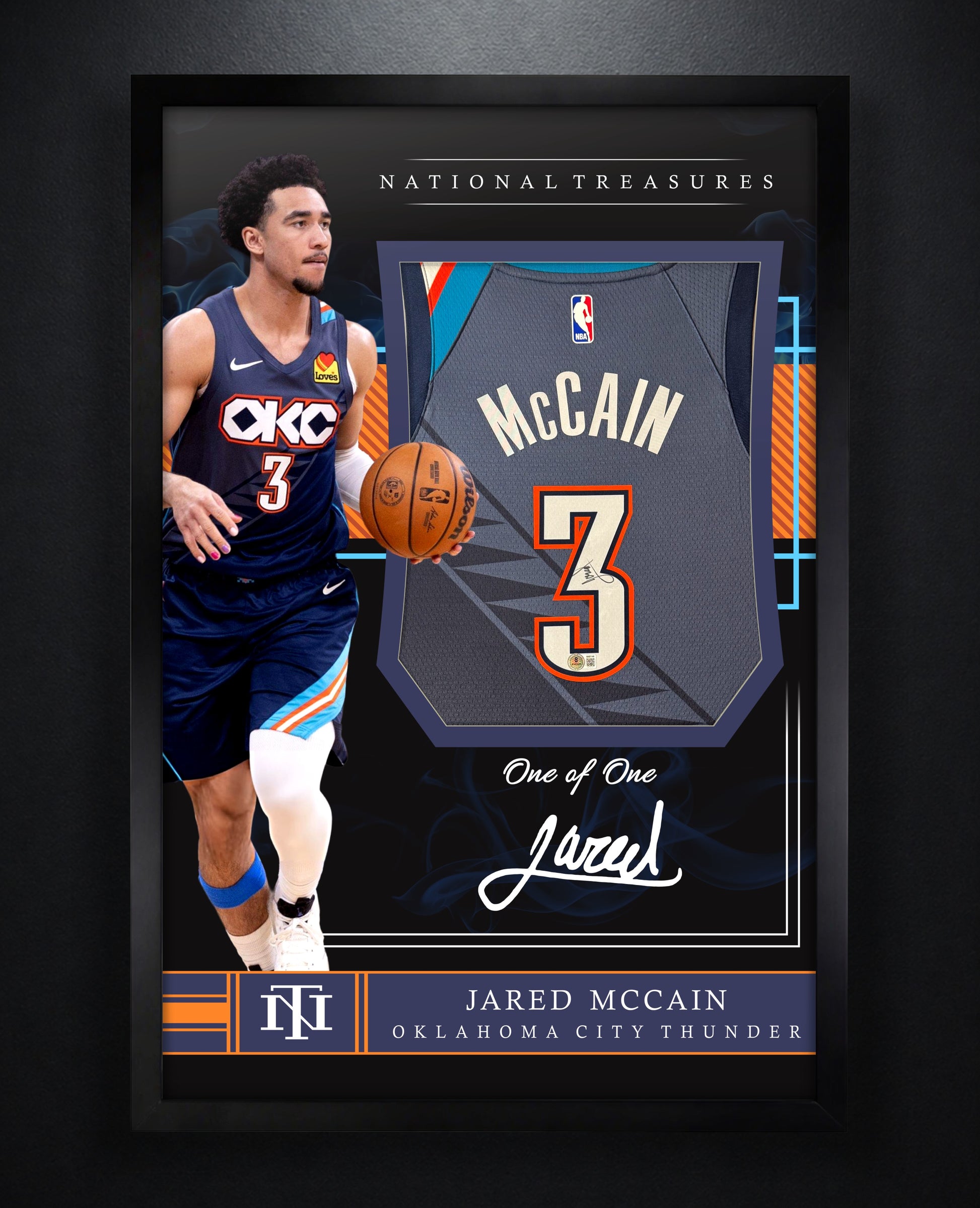 Jared McCain Signed Oklahoma City Thunder Nike Jersey Framed Beckett COA - Photo of frame