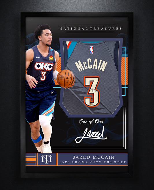 Jared McCain Signed Oklahoma City Thunder Nike Jersey Framed Beckett COA - Photo of frame