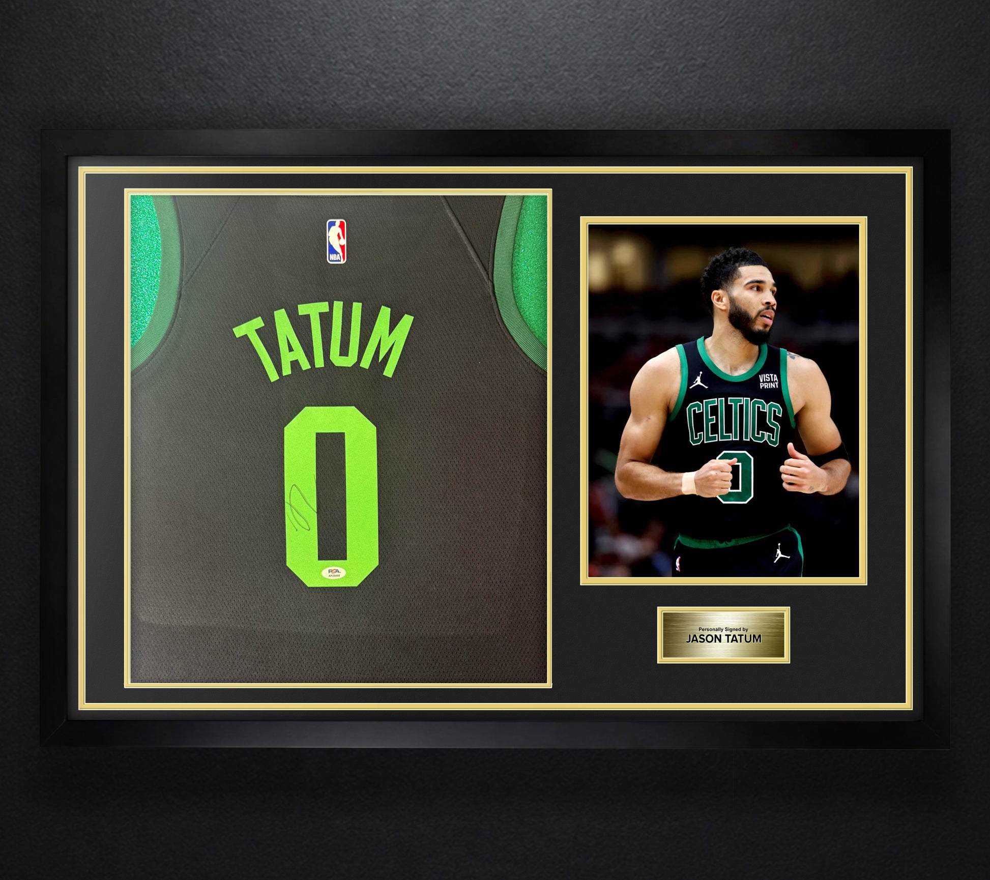 Jayson Tatum Signed Boston Celtics Nike Jersey Framed PSA COA - Photo of frame