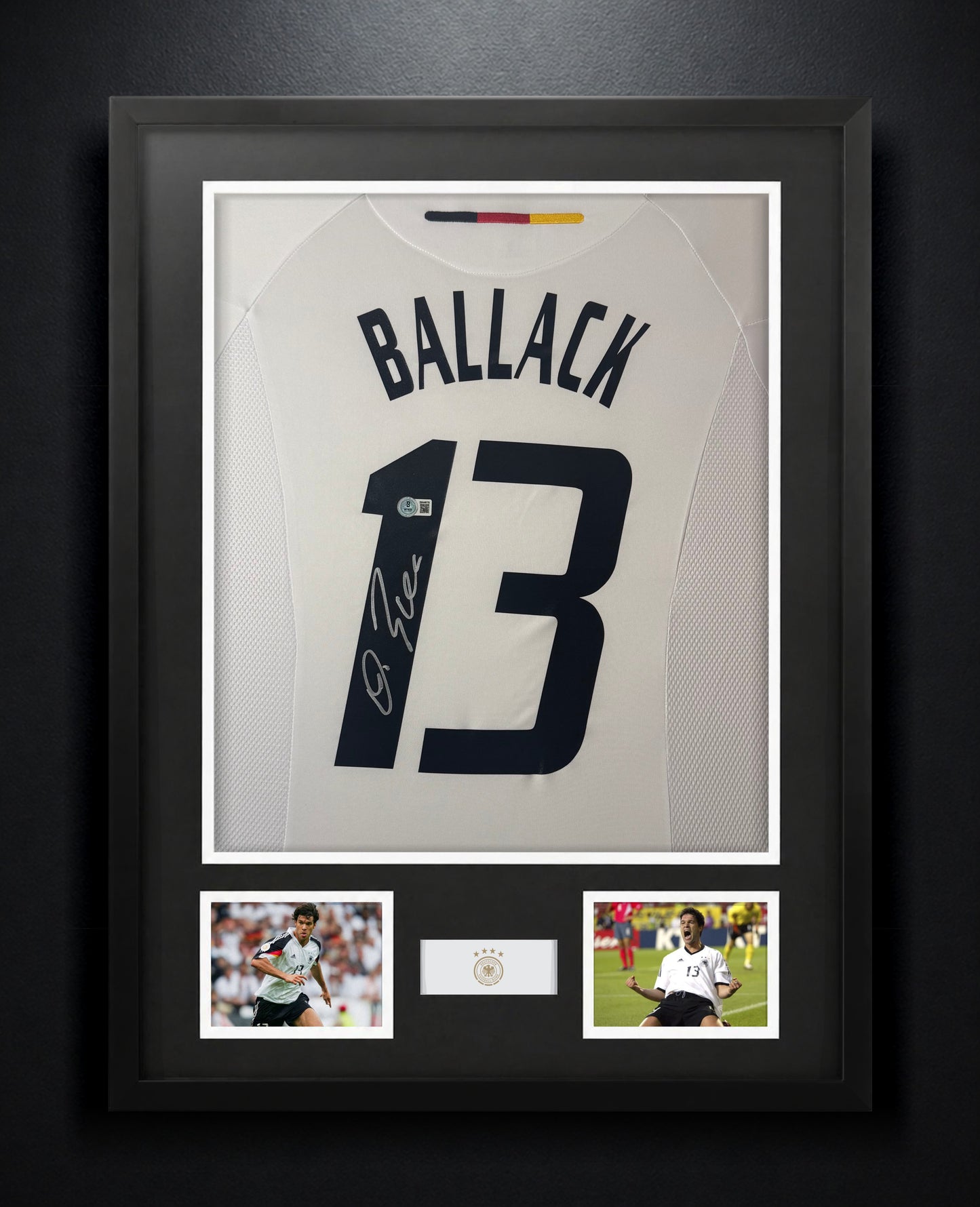 Michael Ballack Signed Germany Adidas Jersey Framed Beckett COA - Photo of frame