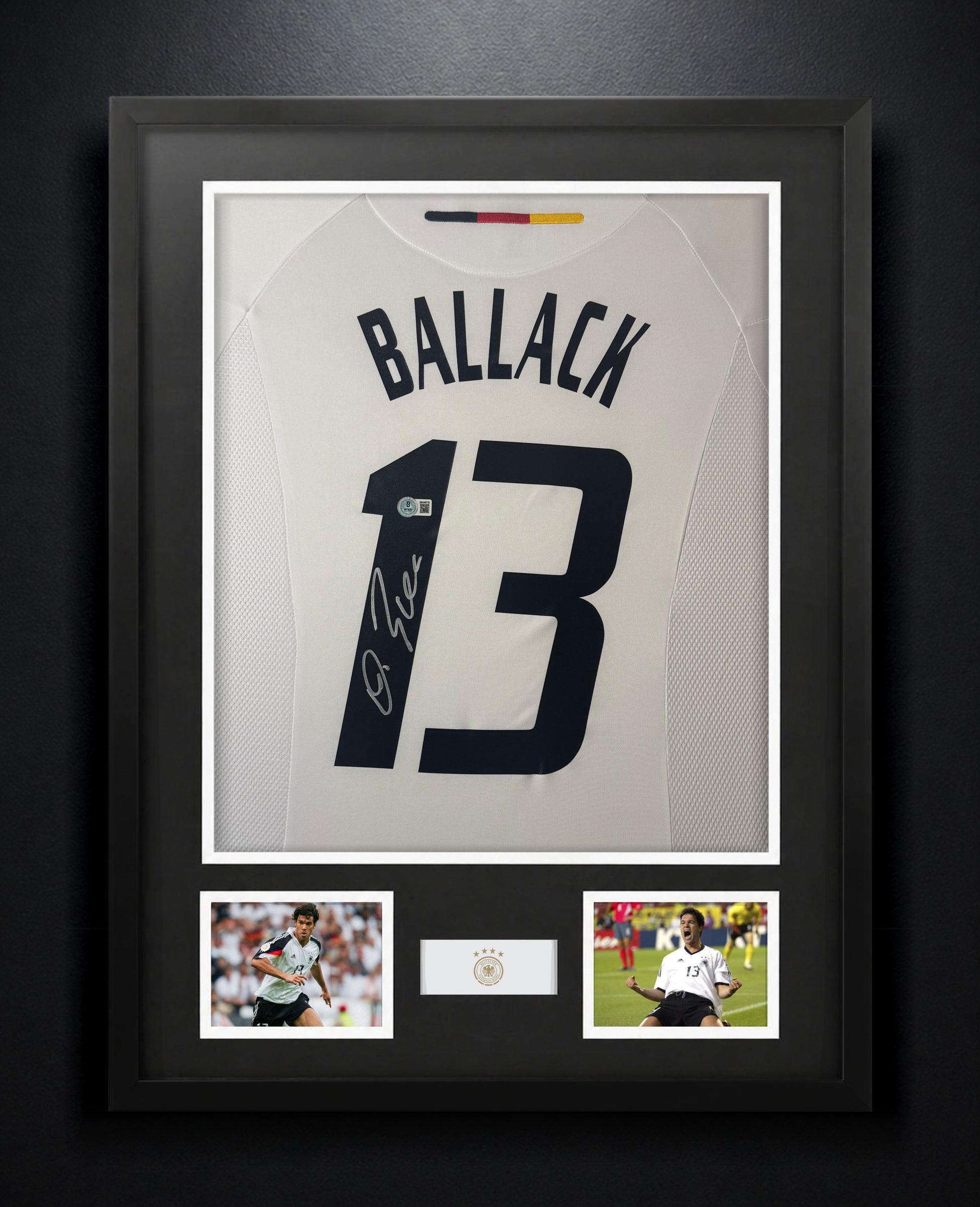 Michael Ballack Signed Germany Adidas Jersey Framed Beckett COA - Photo of frame