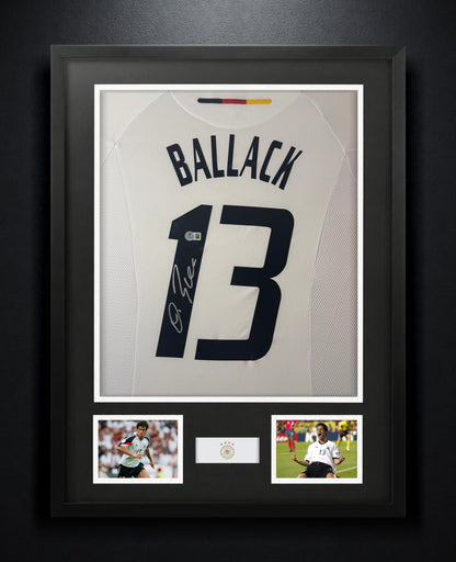 Michael Ballack Signed Germany Adidas Jersey Framed Beckett COA - Photo of frame