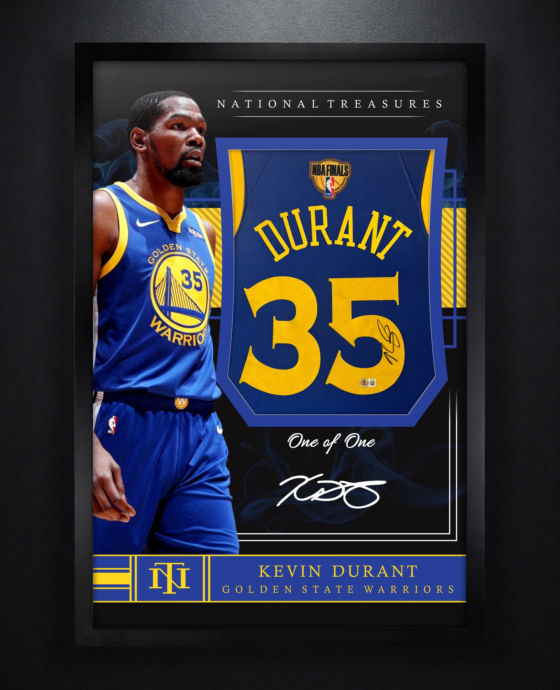Kevin Durant Signed Golden State Warriors Nike Jersey Framed Beckett COA - Photo of frame