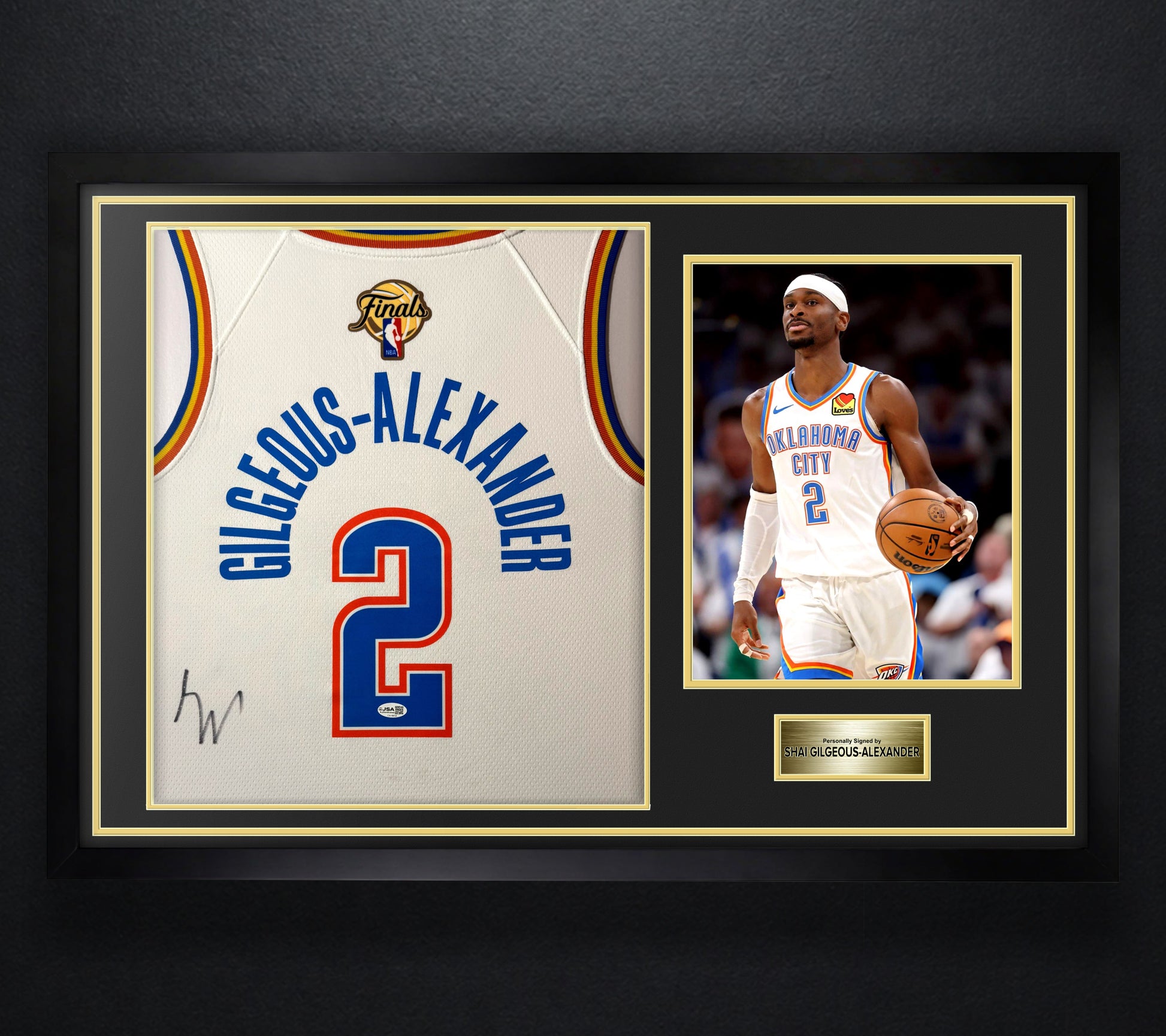 Shai Gilgeous-Alexander Signed Oklahoma City Thunder Nike Jersey Framed JSA COA - Photo of frame