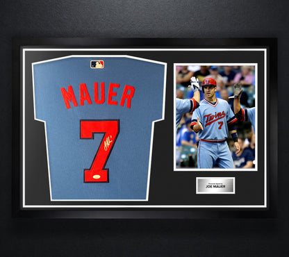 Joe Mauer Signed Minnesota Twins Nike Jersey Framed JSA COA - Photo of frame