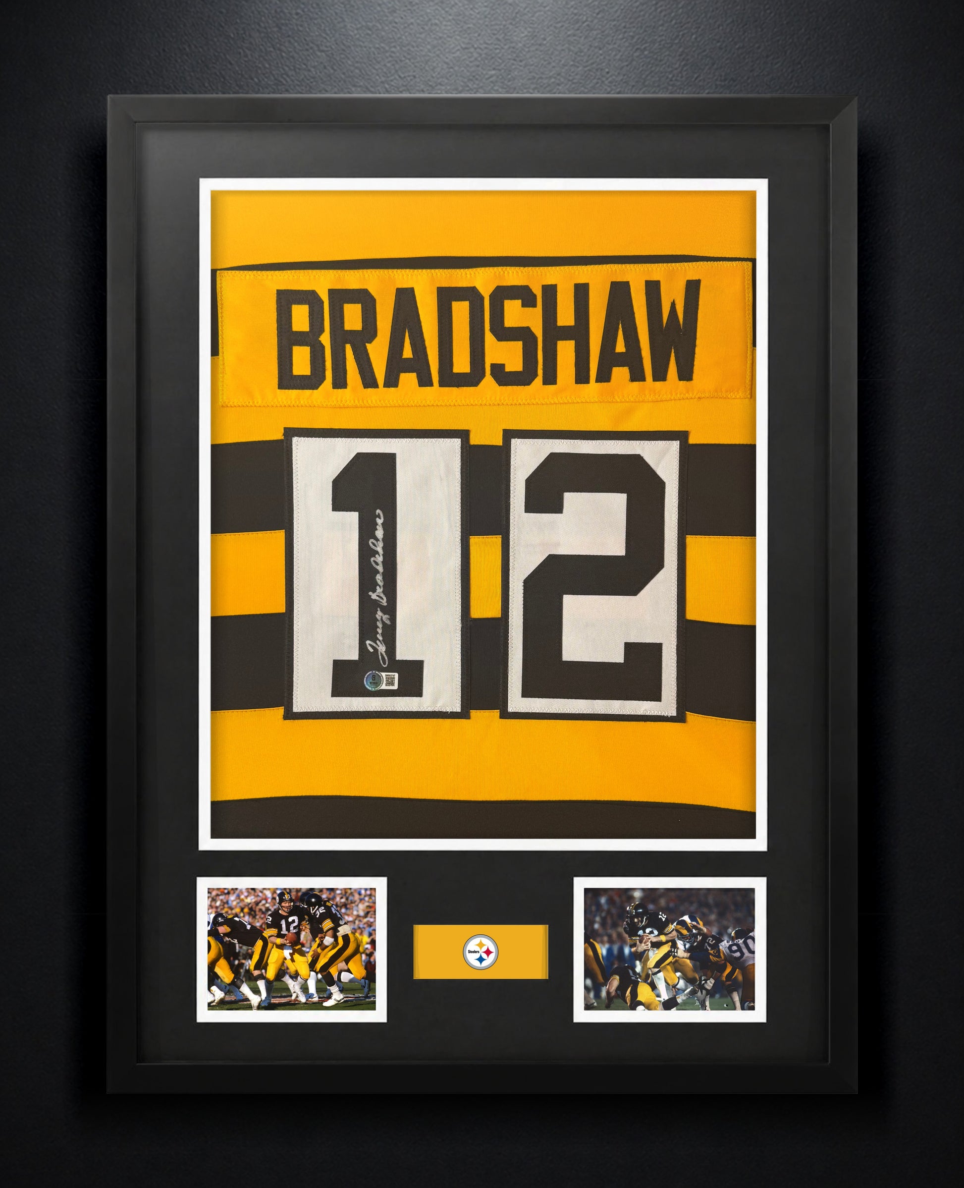Terry Bradshaw Signed Pittsburgh Steelers Jersey Framed Beckett COA - Photo of frame