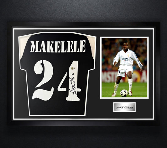 Claude Makelele Signed Real Madrid Adidas Jersey Framed Beckett COA - Photo of frame