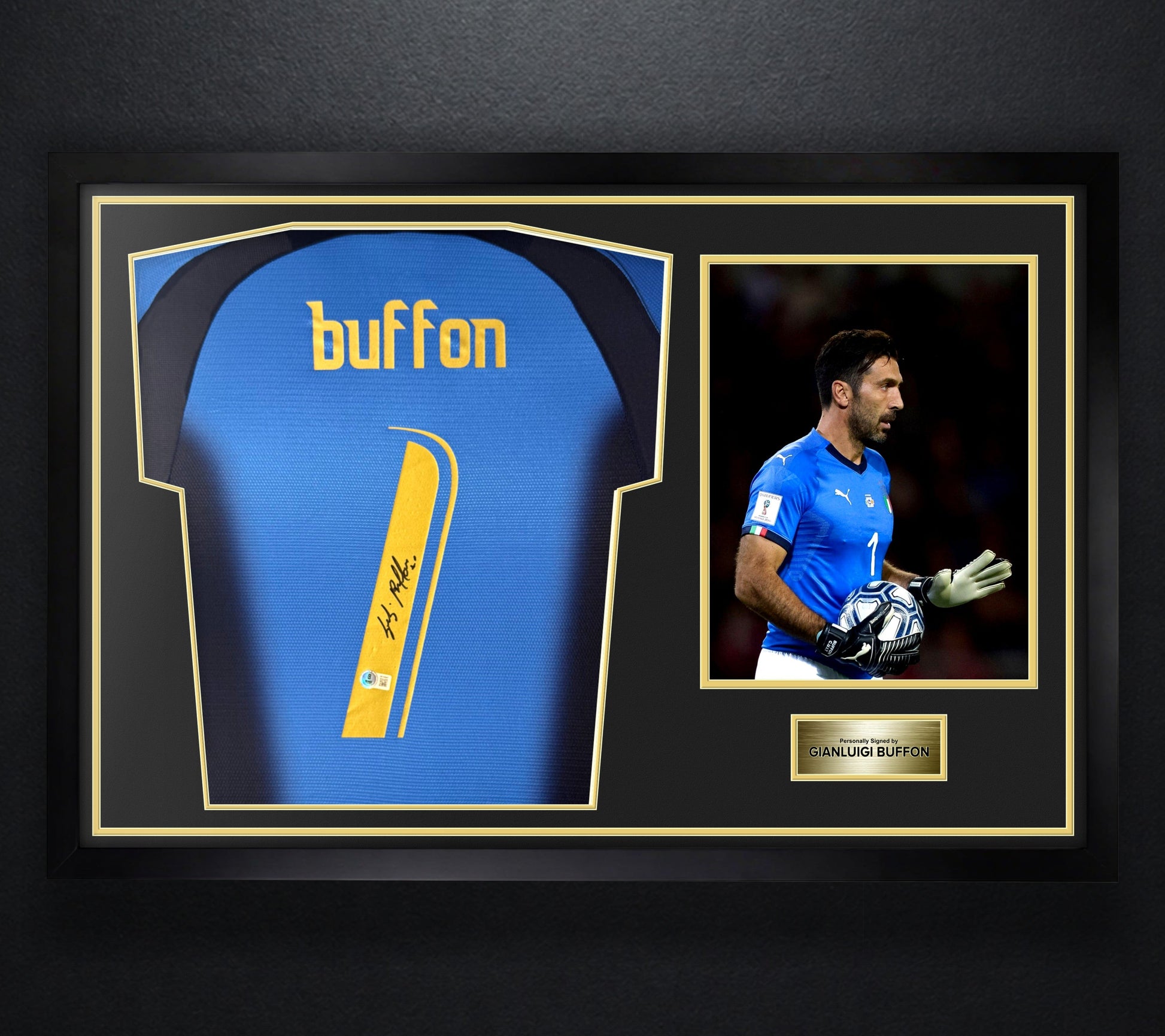 Gianluigi Buffon Signed Italy Puma Jersey Framed Beckett COA - Photo of frame
