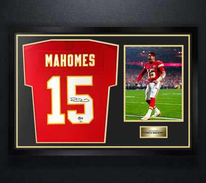 Patrick Mahomes Signed Kansas City Chiefs Nike Jersey Framed Beckett & PSA COA - Photo of frame
