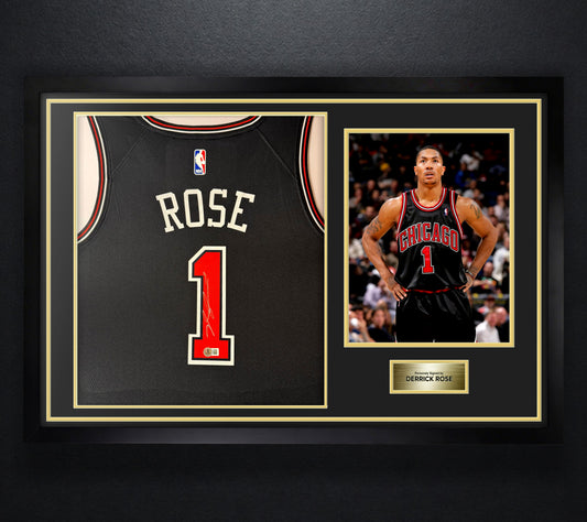 Derrick Rose Signed Chicago Bulls Nike Jersey Framed Beckett COA - Photo of frame