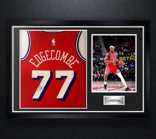 VJ Edgecombe Signed Philadelphia 76ers Nike Jersey Framed JSA COA - Photo of frame