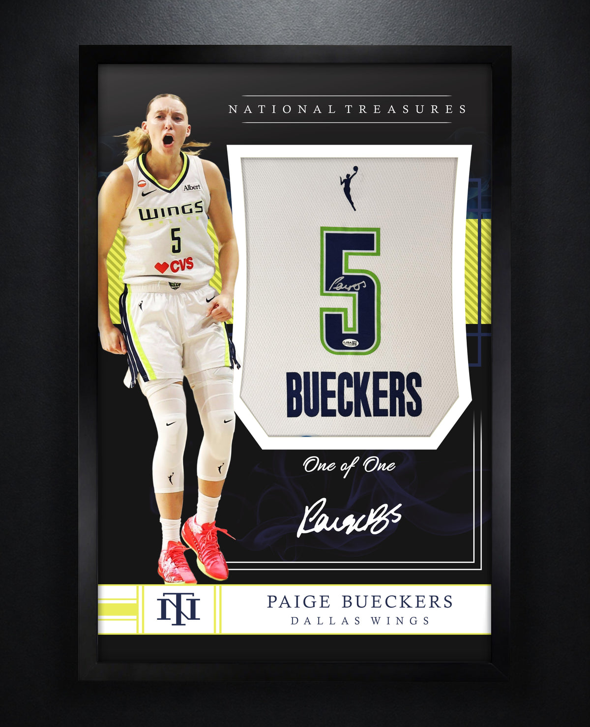 Paige Bueckers Signed Dallas Wings Nike Jersey Framed JSA COA - Photo of frame