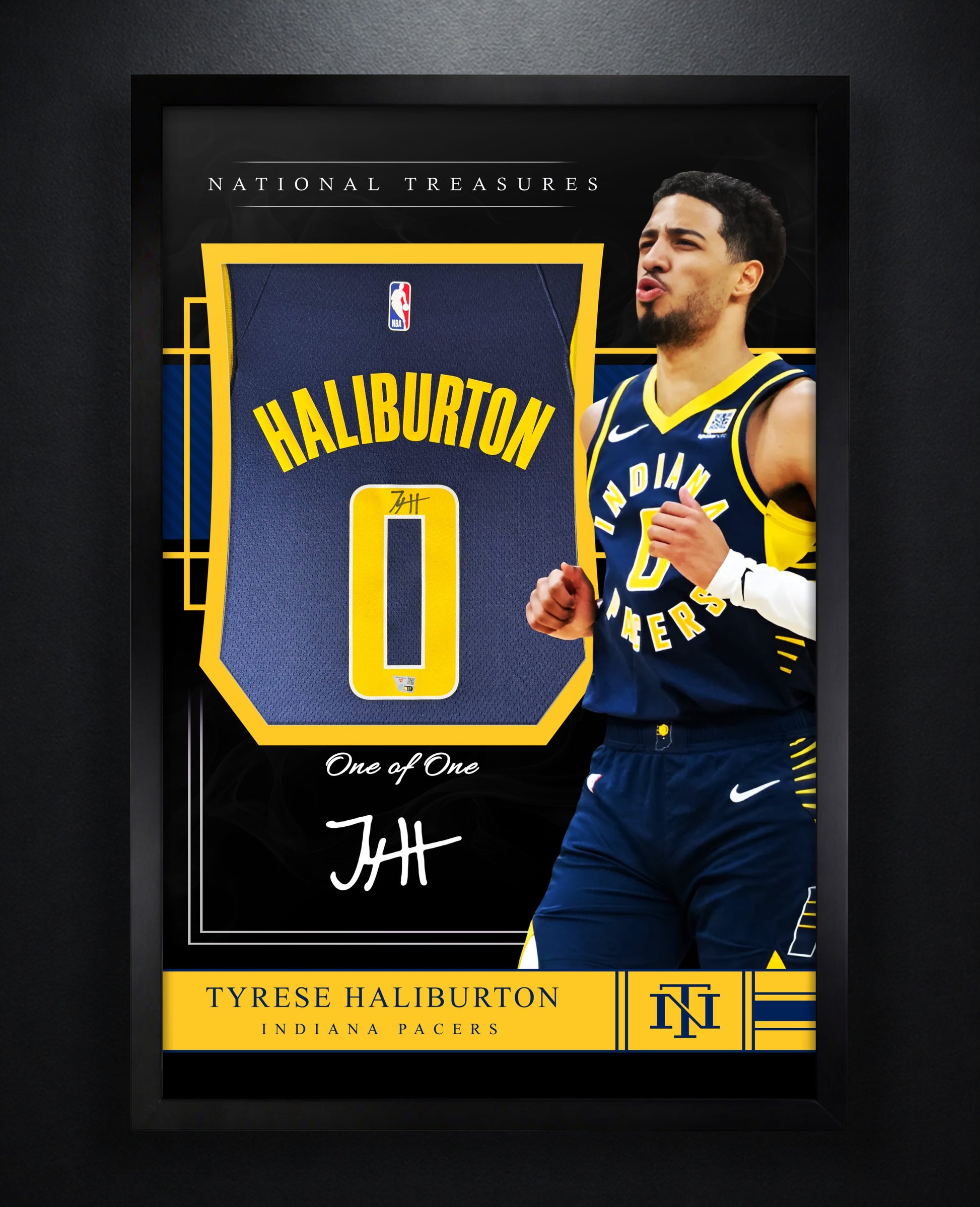 Tyrese Haliburton Signed Indiana Pacers Nike Jersey Framed Fanatics COA - Photo of frame
