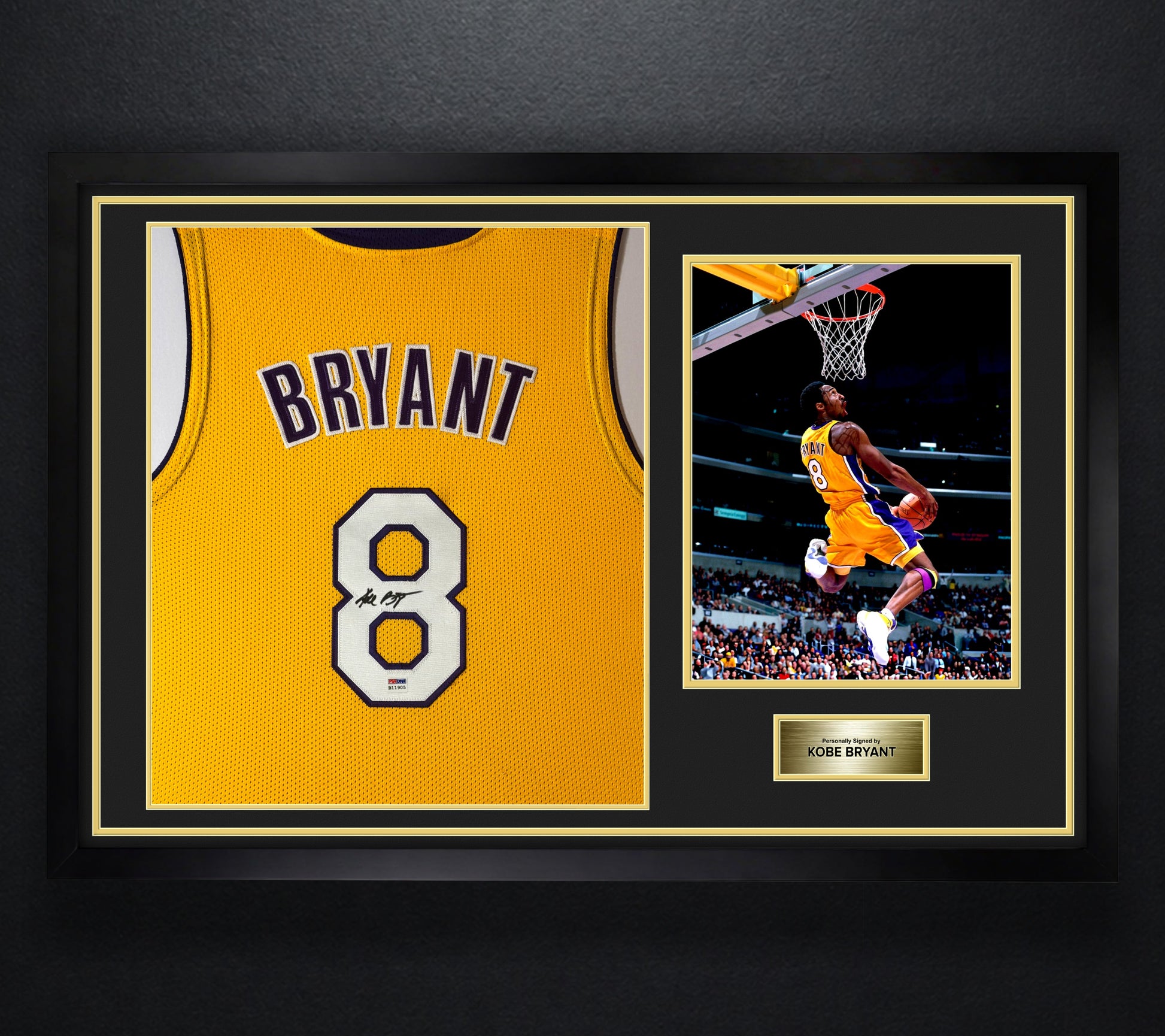 Kobe Bryant Signed Los Angeles Lakers Jersey Framed PSA COA & GRAD LOA - Photo of frame