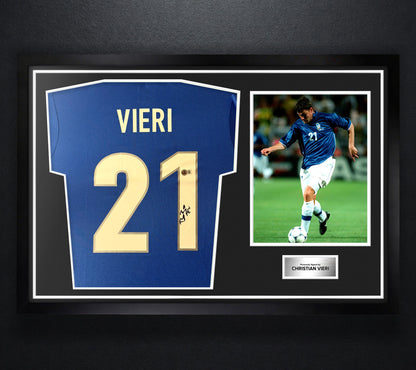 Christian Vieri Signed Italy Nike Jersey Framed Beckett COA - Photo of frame