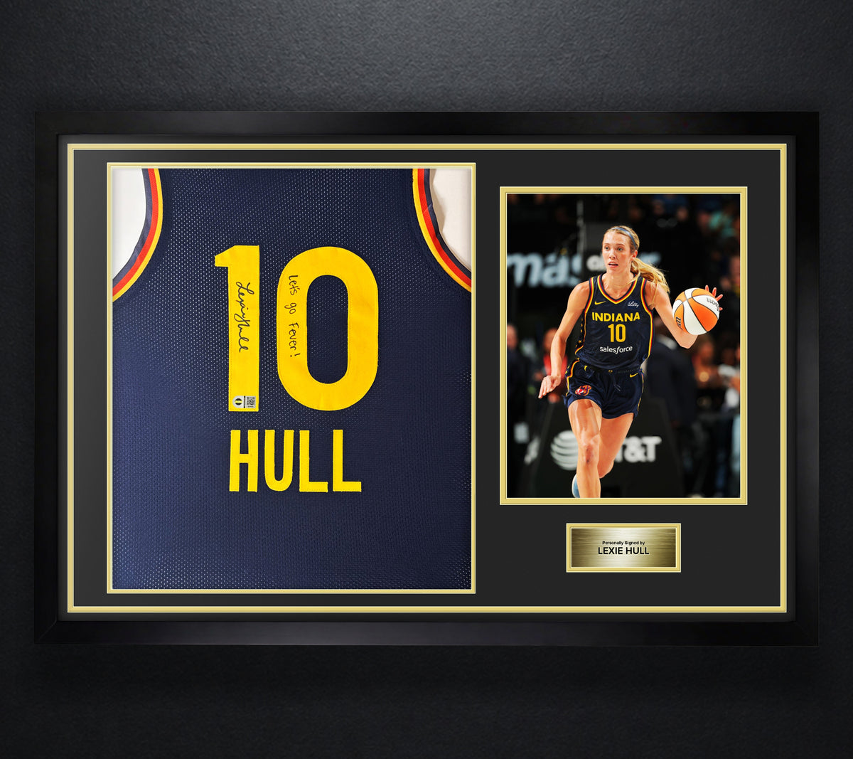 Lexie Hull Signed Indiana Fever Jersey Framed SWAU COA INSCRIBED - Photo of frame
