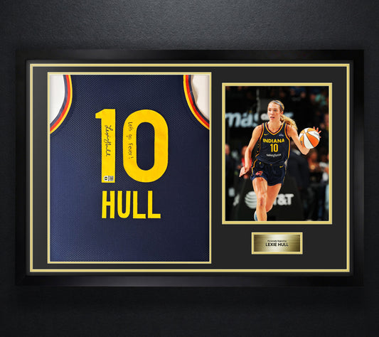 Lexie Hull Signed Indiana Fever Jersey Framed SWAU COA INSCRIBED - Photo of frame