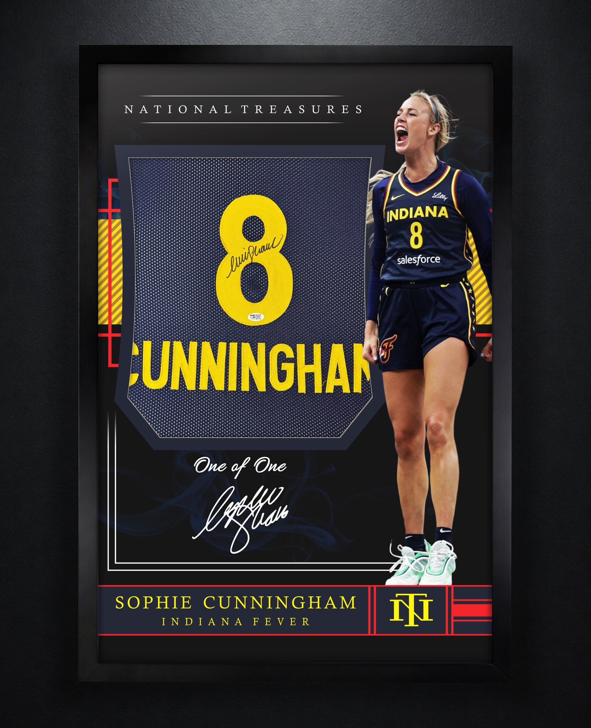 Sophie Cunningham Signed Indiana Fever Jersey Framed Prime Time COA - Photo of frame