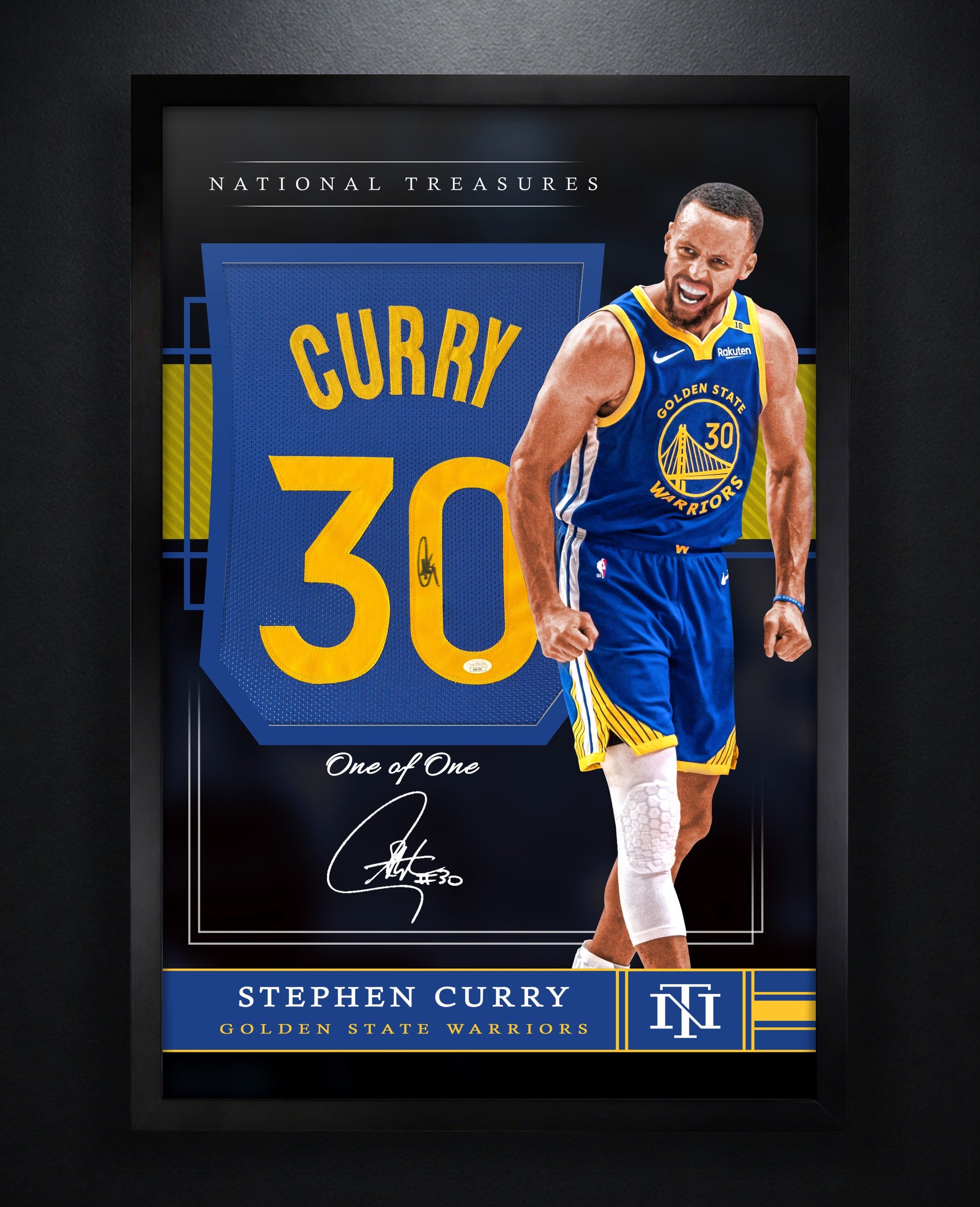 Stephen Curry Signed Golden State Warriors Jersey Framed JSA COA - Photo of frame