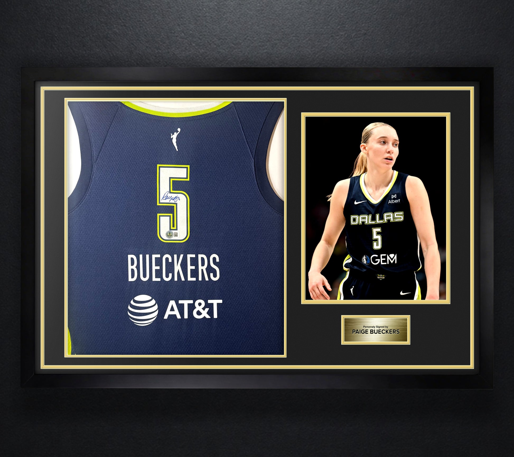 Paige Bueckers Signed Dallas Wings Nike Jersey Framed Beckett COA - Photo of frame
