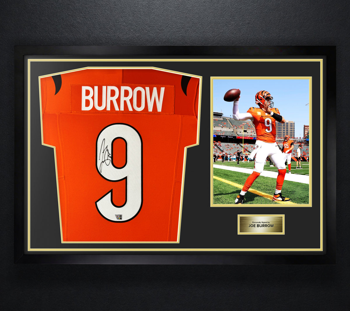 Joe Burrow Signed Cincinnati Bengals Nike Jersey Framed Fanatics COA - Photo of frame