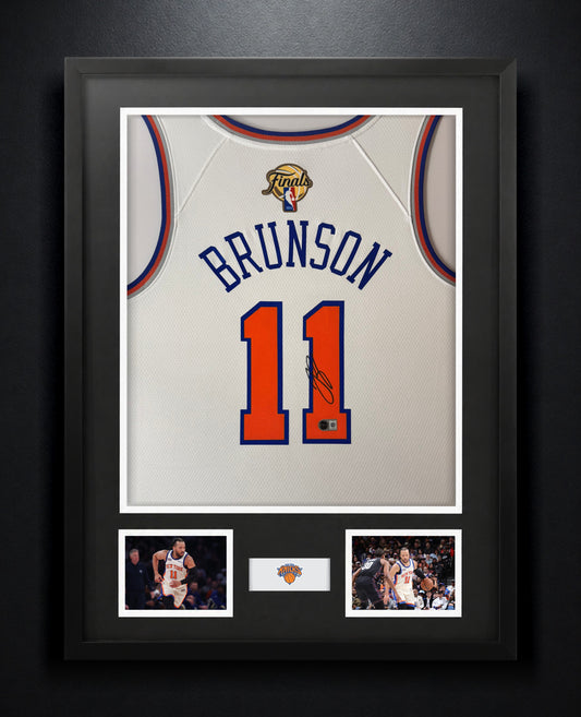 Jalen Brunson Signed New York Knicks Nike Jersey Framed Beckett COA - Photo of frame