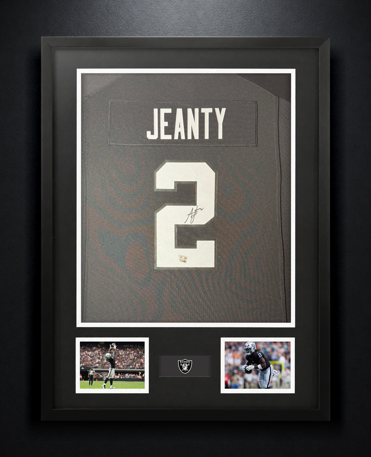 Ashton Jeanty Signed Las Vegas Raiders Nike Jersey Framed Fanatics COA - Photo of frame