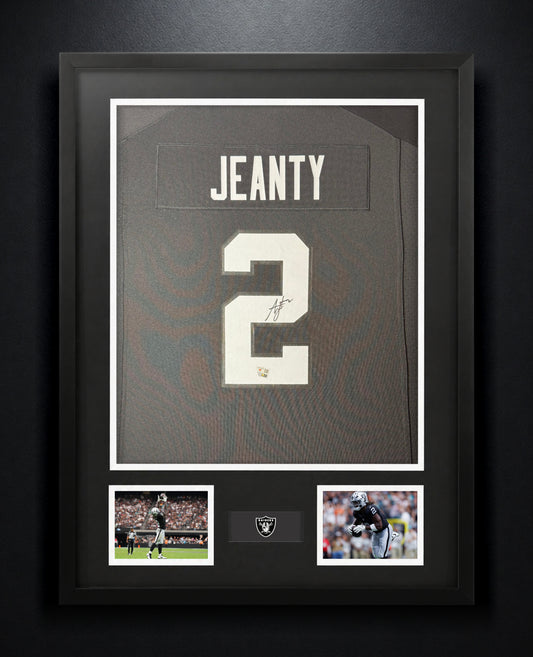 Ashton Jeanty Signed Las Vegas Raiders Nike Jersey Framed Fanatics COA - Photo of frame