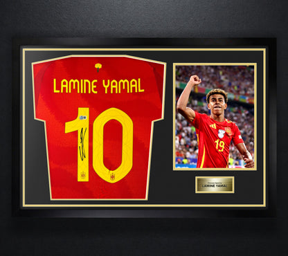 Lamine Yamal Signed Spain Adidas Jersey Framed Beckett COA - Photo of frame