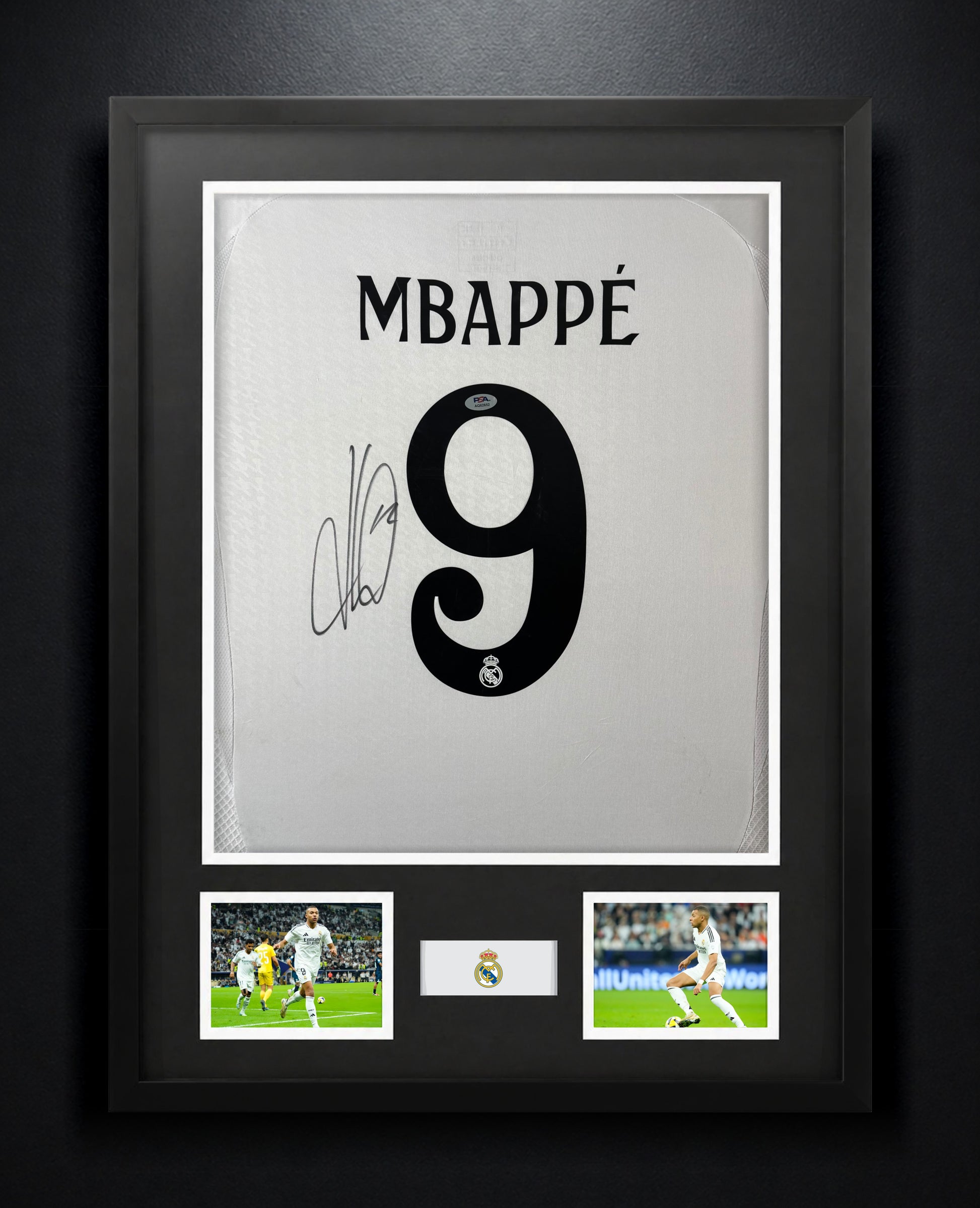 Kylian Mbappe Signed Real Madrid Adidas Jersey Framed PSA COA - Photo of frame