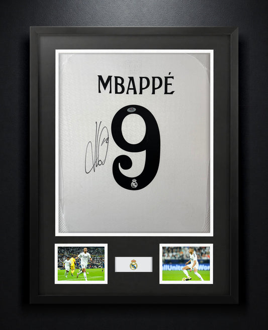 Kylian Mbappe Signed Real Madrid Adidas Jersey Framed PSA COA - Photo of frame
