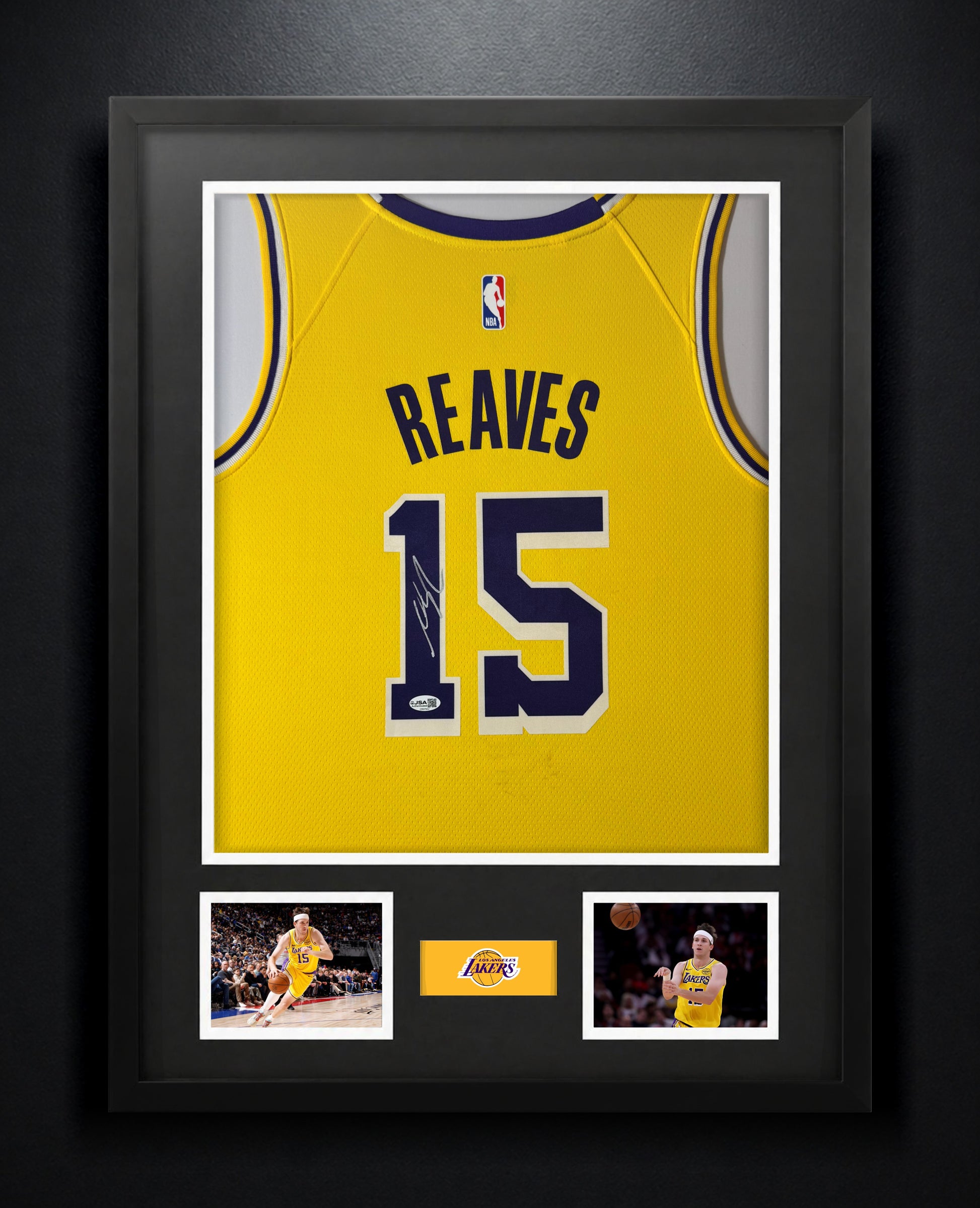 Austin Reaves Signed Los Angeles Lakers Nike Jersey Framed JSA COA - Photo of frame
