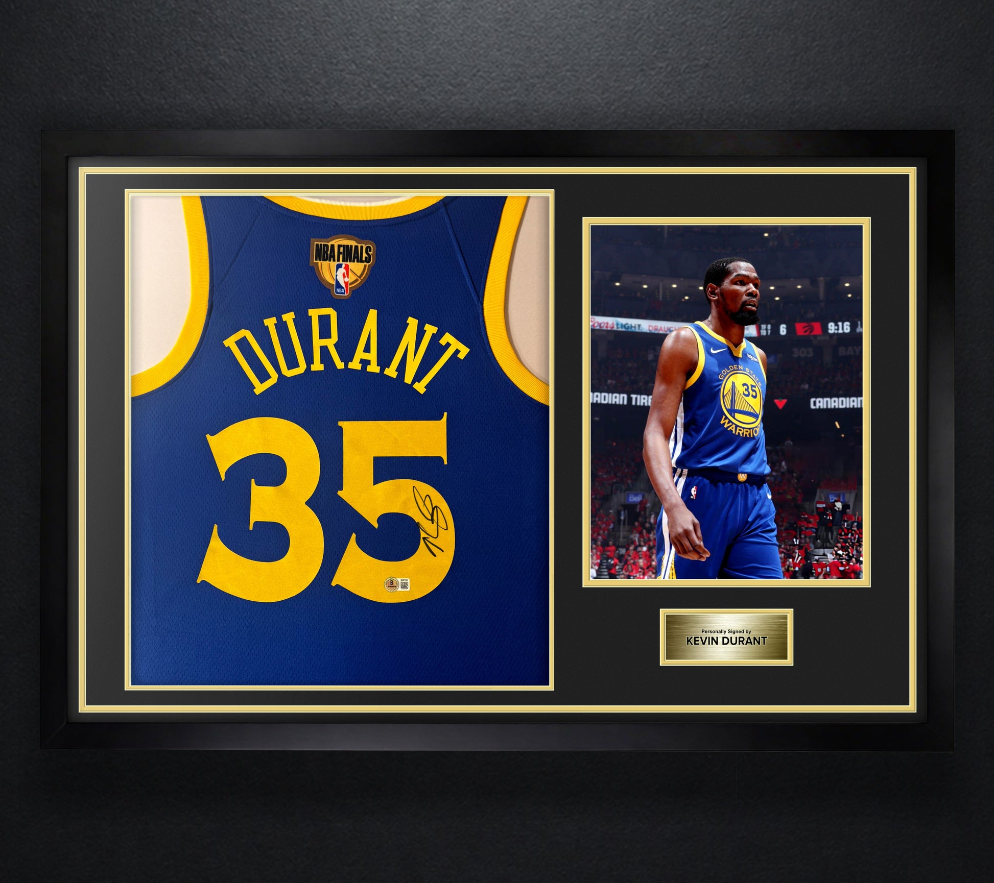 Kevin Durant Signed Golden State Warriors Nike Jersey Framed Beckett COA - Photo of frame