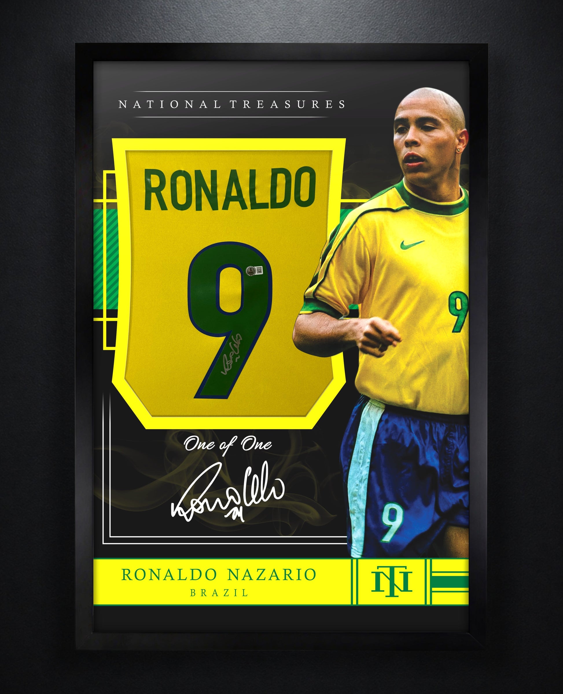Ronaldo Nazario Signed Brazil Nike Jersey Framed Beckett COA - Photo of frame