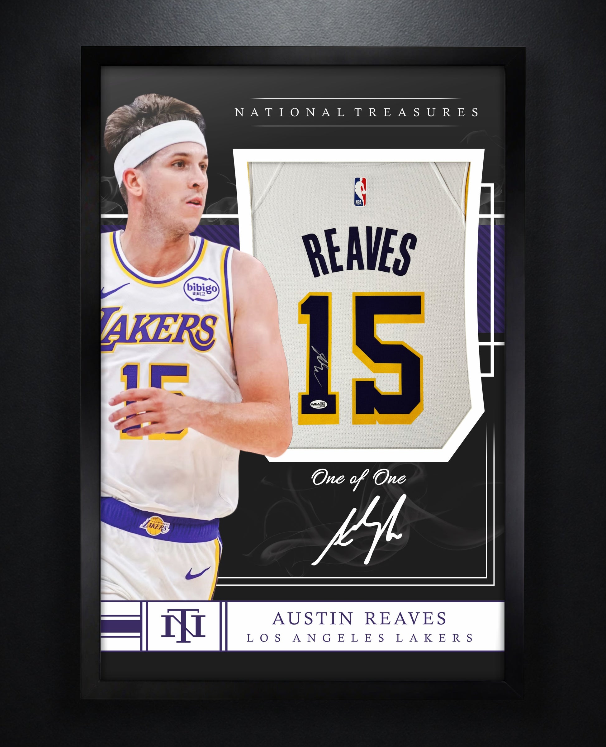 Austin Reaves Signed Los Angeles Lakers Nike Jersey Framed JSA COA - Photo of frame