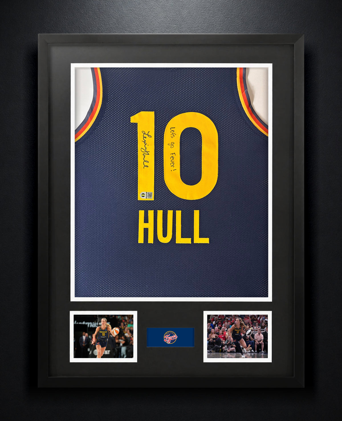 Lexie Hull Signed Indiana Fever Jersey Framed SWAU COA INSCRIBED - Photo of frame