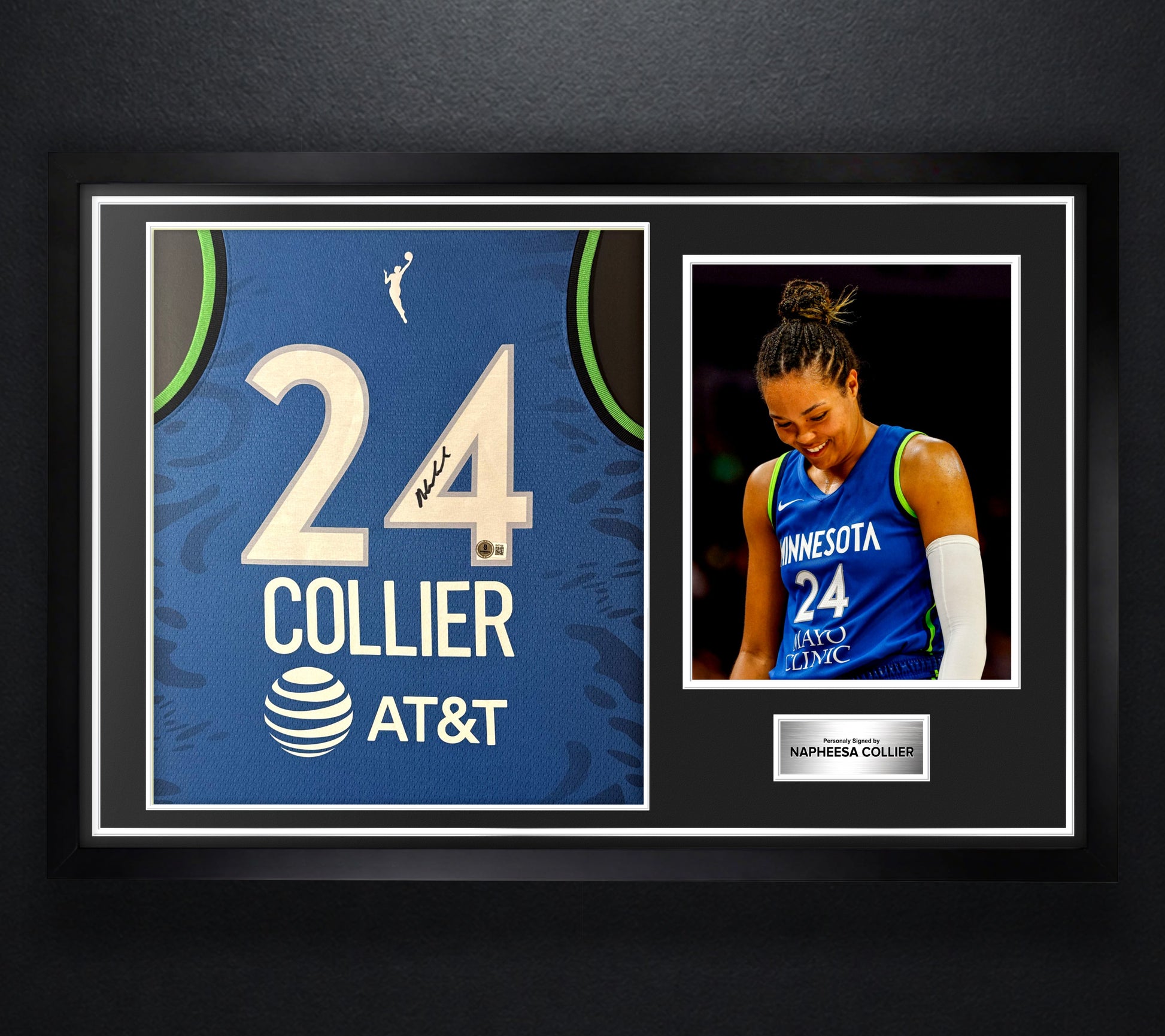 Napheesa Collier Signed Minnesota Lynx Nike Jersey Framed Beckett COA - Photo of frame