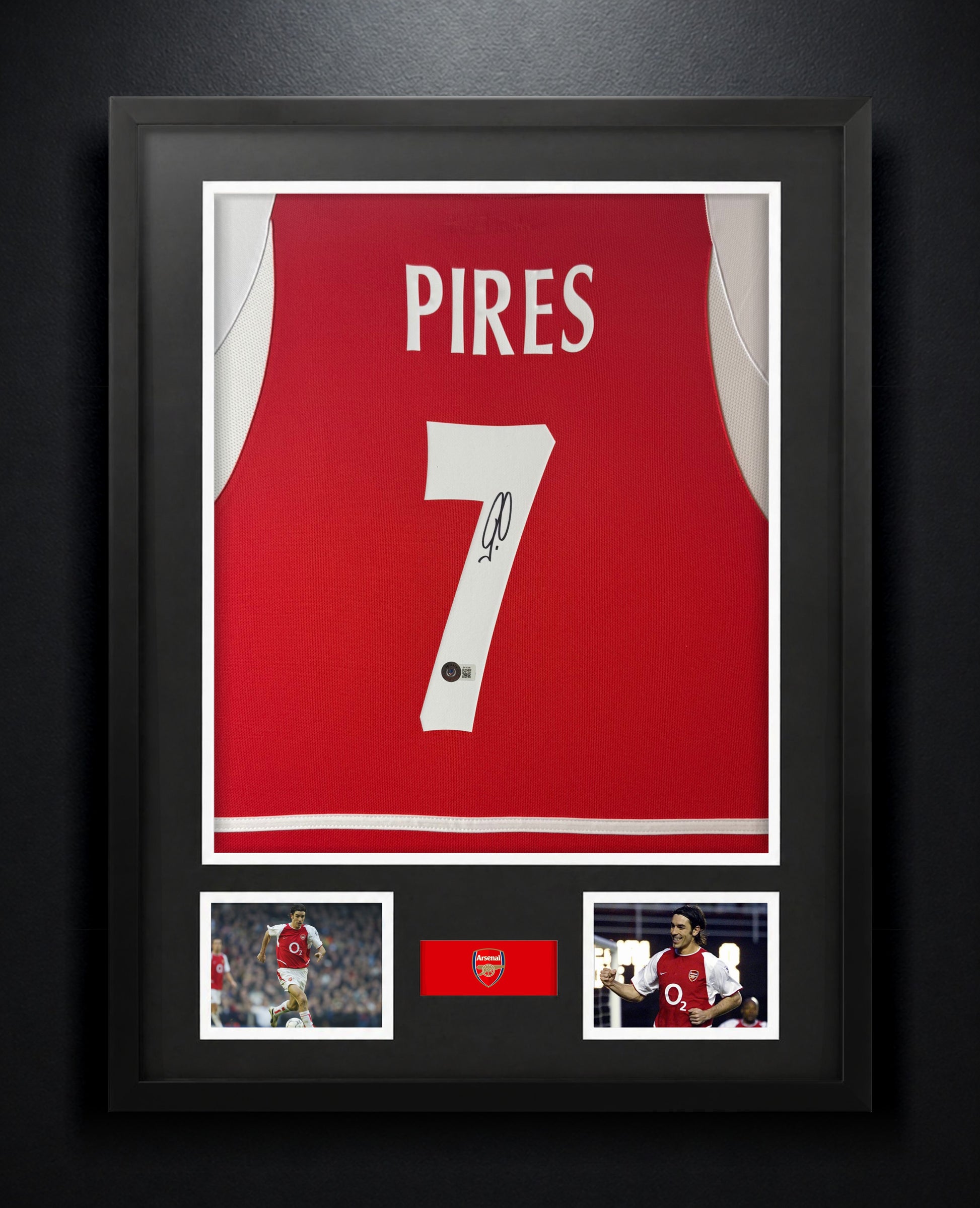 Robert Pires Signed Arsenal Nike Jersey Framed Beckett COA - Photo of frame