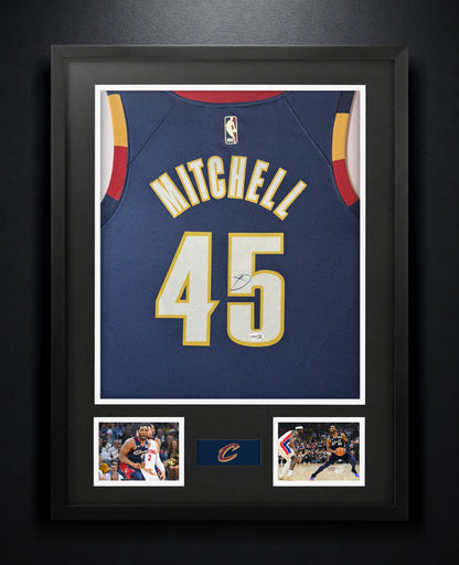 Donovan Mitchell Signed Cleveland Cavaliers Nike Jersey Framed JSA COA - Photo of frame