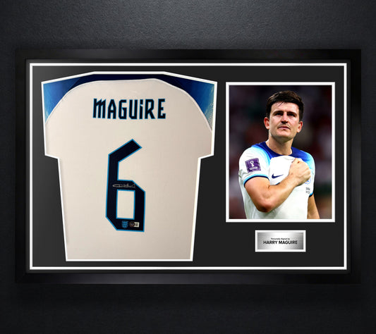Harry Maguire Signed England Nike Jersey Framed Beckett COA - Photo of frame