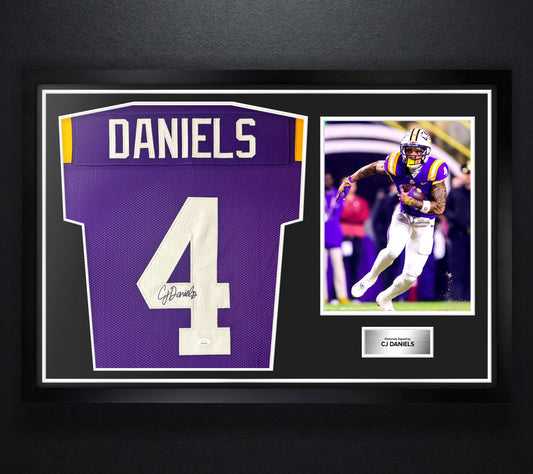 CJ Daniels Signed LSU Tigers Jersey Framed JSA COA - Photo of frame