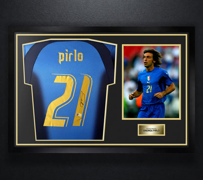 Andrea Pirlo Signed Italy Italy Jersey Framed Beckett COA - Photo of frame