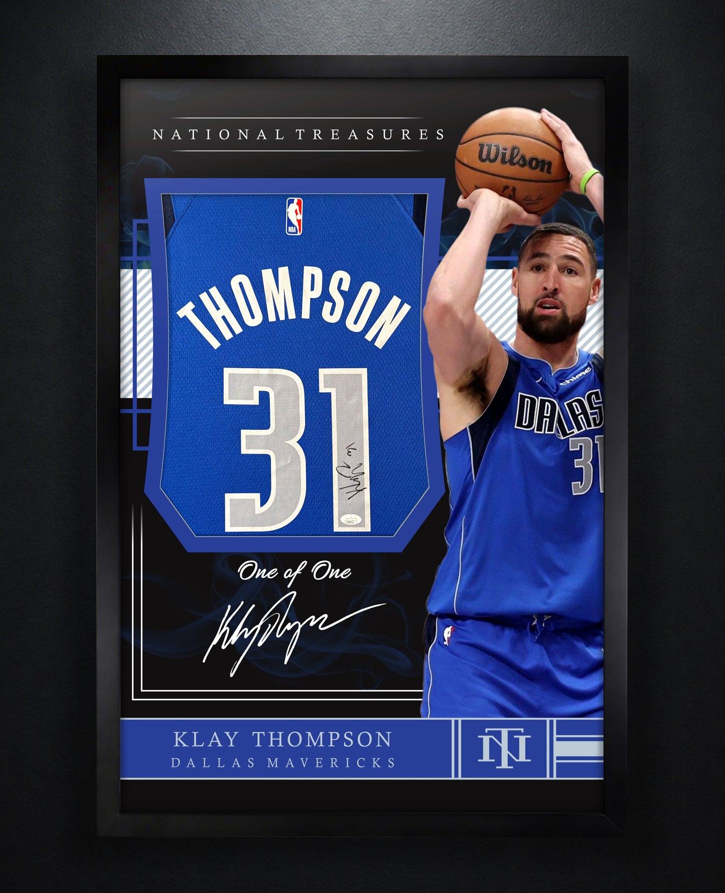 Klay Thompson Signed Dallas Mavericks Nike Jersey Framed JSA COA - Photo of frame
