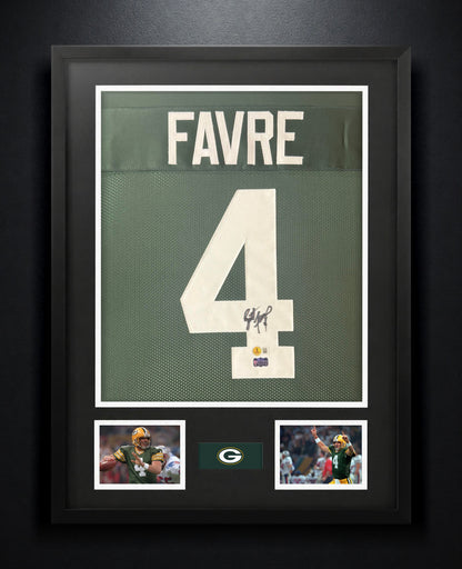 Brett Favre Signed Green Bay Packers Jersey Framed Beckett & Favre Holograms COA - Photo of frame