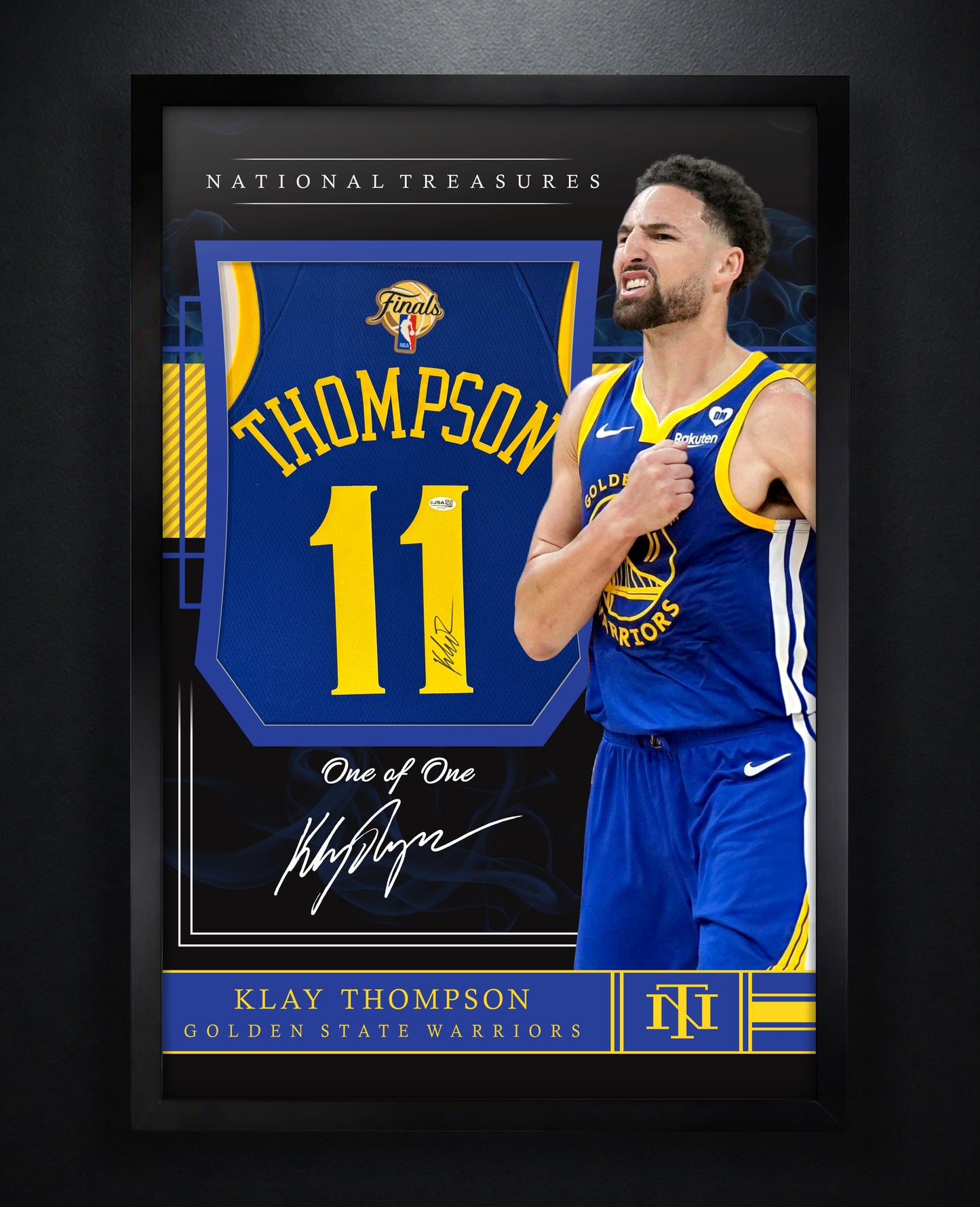 Klay Thompson Signed Golden State Warriors Nike Jersey Framed JSA COA - Photo of frame