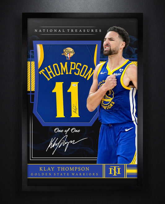 Klay Thompson Signed Golden State Warriors Nike Jersey Framed JSA COA - Photo of frame