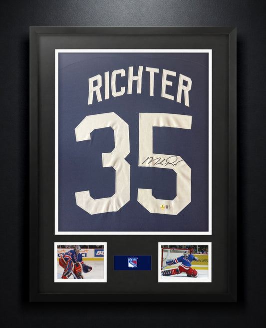 Mike Richter Signed New York Rangers Jersey Framed Beckett COA