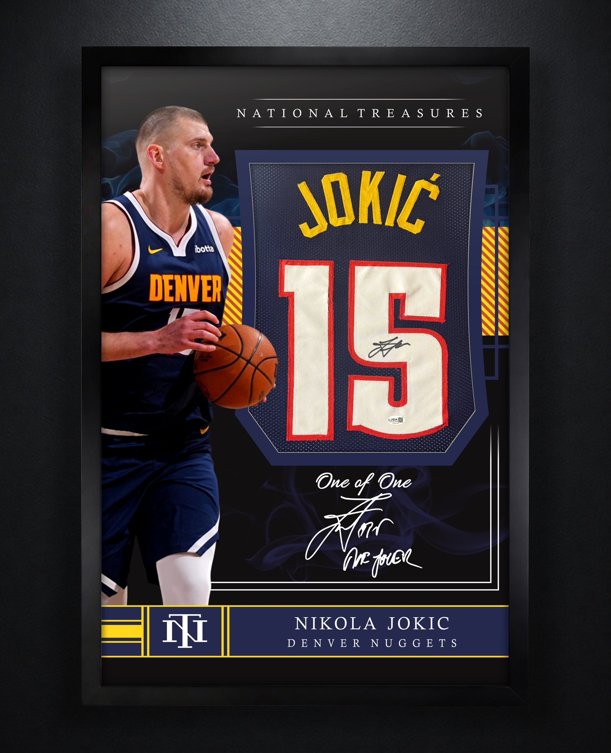 Nikola Jokic Signed Denver Nuggets Jersey Framed JSA COA - Photo of frame