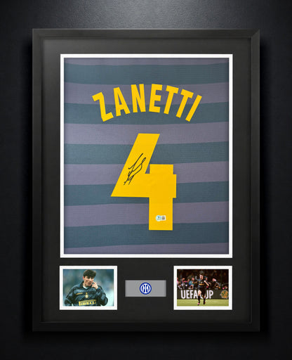 Javier Zanetti Signed Inter Milan Umbro Jersey Framed Beckett COA - Photo of frame